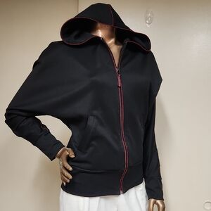 Jones New York Black Hoodie with Red Accents